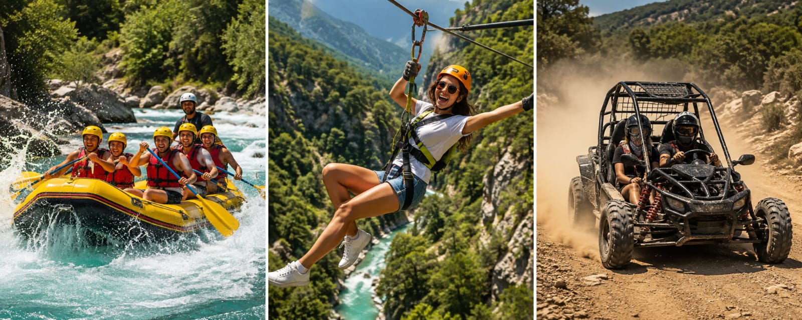 3-in-1 Combo Tour: Rafting + Buggy + Zipline from Kemer